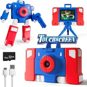 imageiPlay iLearn Kid Touchscreen Selfie Camera 1080P HD Digital Video Camera for Toddler 36 Outdoor Protable Travel Robot Camera W 32GB SD Card Birthday Gift Boy 48 Present 5 7 9 10 12 Year Old