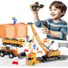imageiPlay iLearn Kids Construction Toys Truck Set Boys Engineering Vehicle Playset Crane Transport Trailer Bulldozer Forklift for Sandbox Site Birthday Gift for Age 3 4 5 6 Years Old Toddler ChildrenMobile Crane