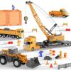 imageiPlay iLearn Kids Construction Toys Truck Set Boys Engineering Vehicle Playset Crane Transport Trailer Bulldozer Forklift for Sandbox Site Birthday Gift for Age 3 4 5 6 Years Old Toddler ChildrenMobile Crane