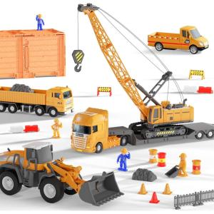 imageiPlay iLearn Kids Construction Toys Truck Set Boys Engineering Vehicle Playset Crane Transport Trailer Bulldozer Forklift for Sandbox Site Birthday Gift for Age 3 4 5 6 Years Old Toddler ChildrenMobile Crane