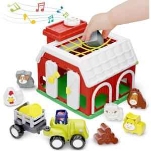 imageiPlay iLearn Shape Sorter Baby Toys for 1 Year Old Boys 12 18 24 Months Infant Learning Toy Set Farm Animal Sorting Barn WTractor Truck Educational 1st Birthday Gifts for Toddlers Age 2 3 Years