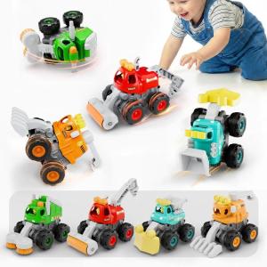 imageiPlay iLearn Stunt Construction Trucks for Toddlers 13 Baby Push Go Friction Cars Kids Pull Back Vehicle Set Boys Digger Roller Dump Truck Birthday Gift 12 18 Months 2 3 4 5 One Yrs Girls Child