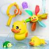 imageiPlay iLearn Baby Duck Bath Toy Toddler Bathtub Shower Toy W Suction Spin Gear Floating Animals Fishing Net Pool Water Play Birthday Easter Gift 6 12 18 Month Infant 1 2 3 Year Old Kid Boy Girl