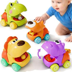 imageiPlay iLearn Push Go Animal Car Toys for Toddler 13 Baby Friction Racing Cars Infant Play Vehicle Set Kids Inertia Vehicle Toy 1st Birthday Gifts for 12 18 24 Month 1 2 One Year Boys Girls Child