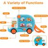imageiPlay iLearn Toddler Bus Toy W 3D Matching Puzzle amp Car Slide Baby Musical Push Go Car WSound Montessori Learning Vehicle Match Game Birthday Gift 18 24 Month 1 2 3 Year Old Infant Kid Boy Girl