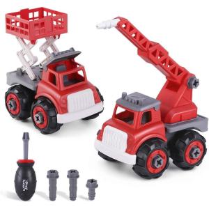 imageiPlay iLearn Take Apart Fire Trucks Assembly Toys Play Set Water Tower amp Fire Lift Truck STEM Learning Building Vehicles WScrewdriver Gift for Aged 3 4 5 6 Boy Girl Toddler Kid