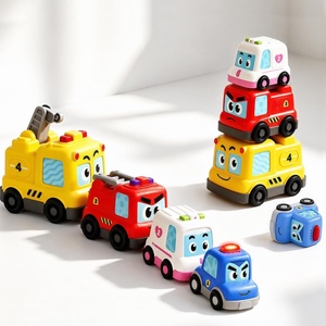 image:imageiPlay iLearn Baby Stacking Nesting Car Toy Toddler Montessori Vehicle Set  4 in 1 Infant Push Go Car Magnetic Crawling Sensory Toy w Light Sound 1st Birthday Gift for 18 Month Ages 2 3 Boy Girl Kid