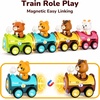 image:imageiPlay iLearn Press to Go Car Toys for Toddler 13 Baby Magnetic Train Toy  Infant Push Go Friction Vehicle Set W Animal Finger Puppets 1st One Birthday Gift for 12 18 Months 1 2 3 Yr Boys Girls Kid