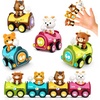 image:imageiPlay iLearn Press to Go Car Toys for Toddler 13 Baby Magnetic Train Toy  Infant Push Go Friction Vehicle Set W Animal Finger Puppets 1st One Birthday Gift for 12 18 Months 1 2 3 Yr Boys Girls Kid